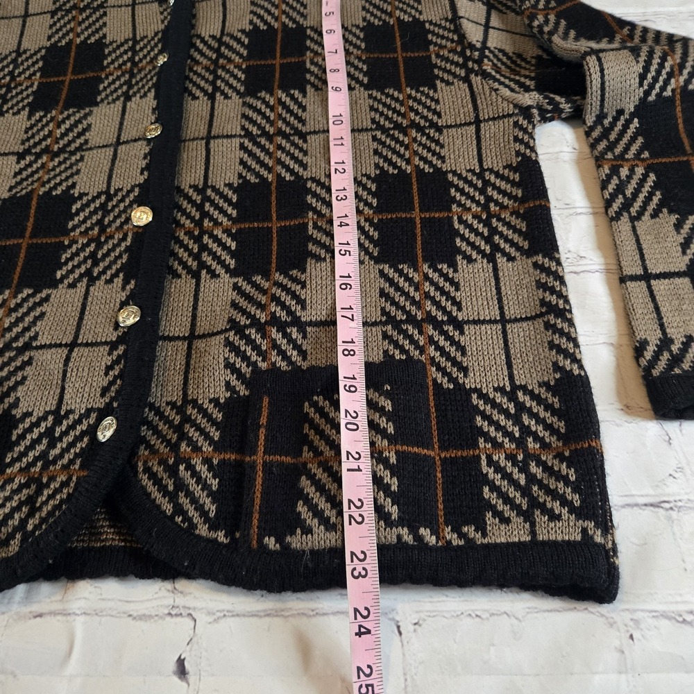 Tally Ho Vtg 90s Pollak Nova Check Plaid Cardigan XL Academia Preppy Old Money - Picture 6 of 6